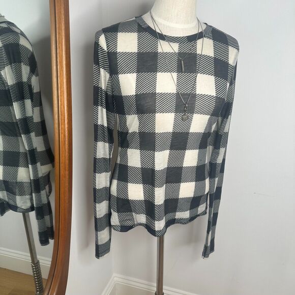 rag & bone tissue black and white check long-sleeve top - Picture 1 of 8